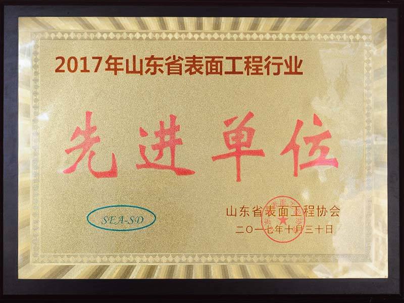 2017年山東省表面工程行業(yè)先進(jìn)單位